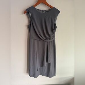 Vince Camuto Womens Gray Sleeveless Draped Pleated Sheath Cocktail Dress